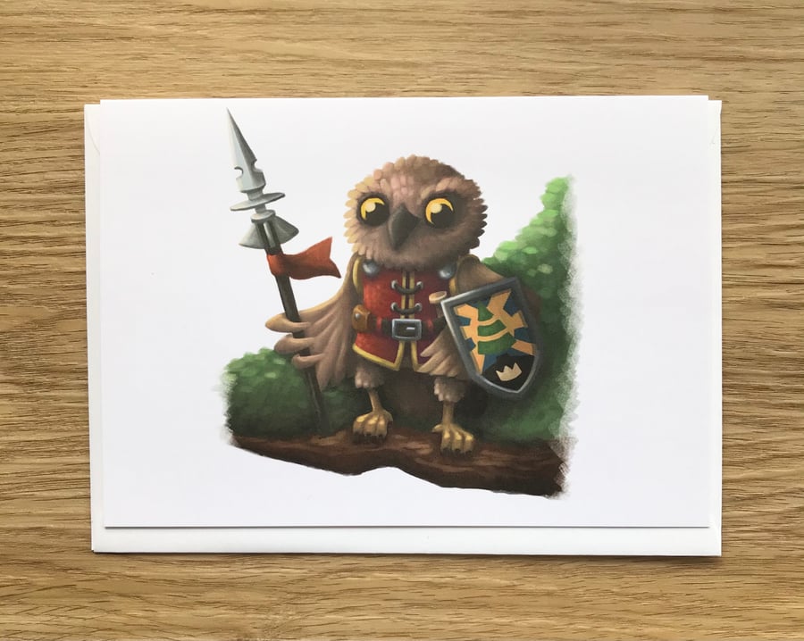 Owl Knight Blank Greeting Card