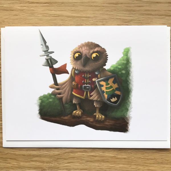 Owl Knight Blank Greeting Card