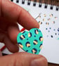 Painted Leopard Print Wooden Heart Brooch - Image 10