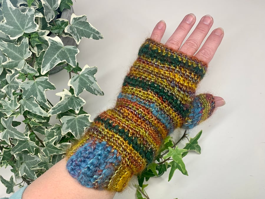 Wrist warmers fingerless gloves. Folksy