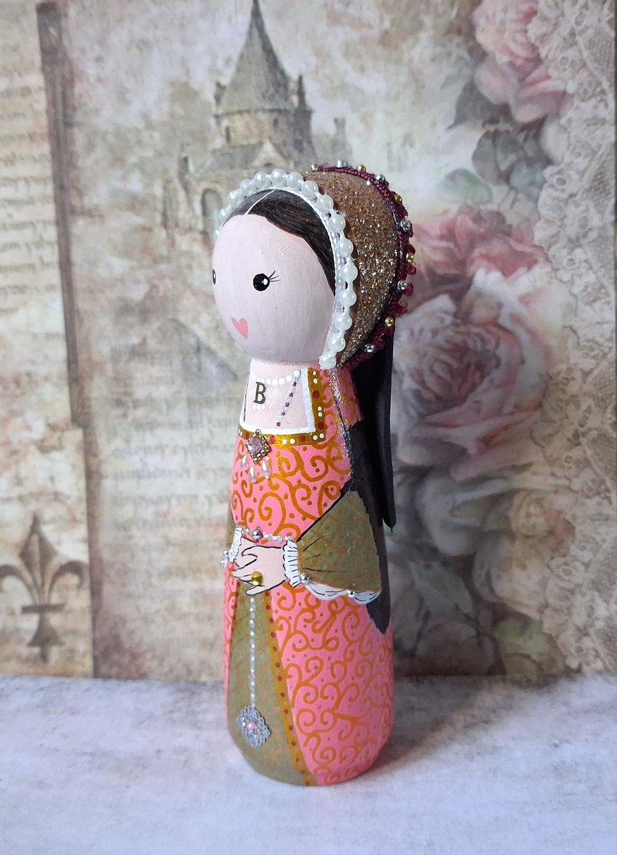 Anne Boleyn wooden peg doll