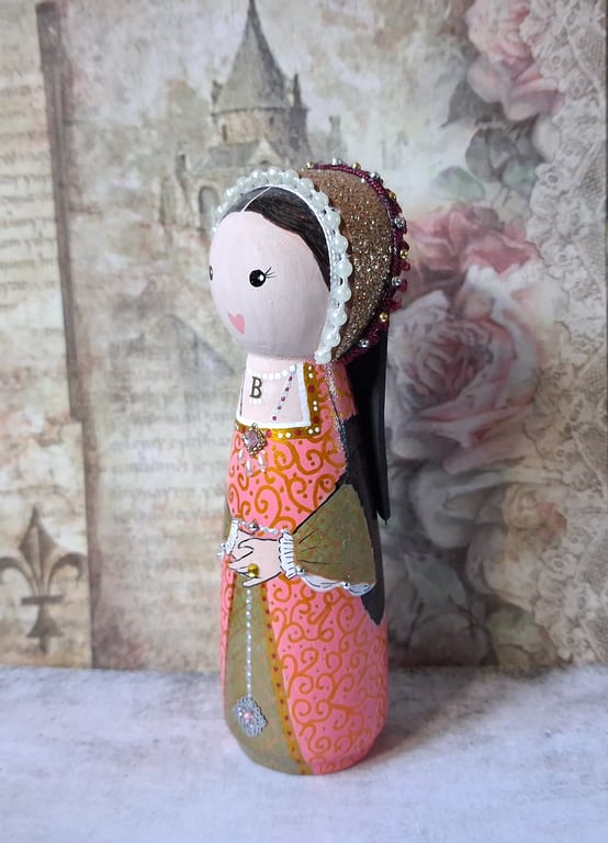 Anne Boleyn wooden peg doll