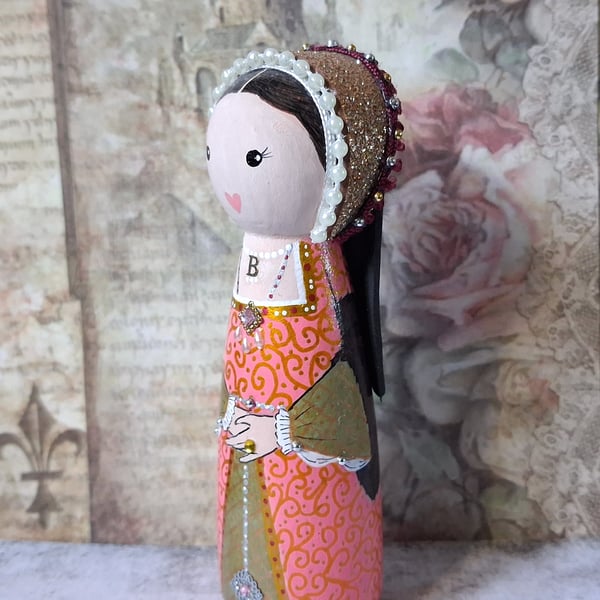 Anne Boleyn wooden peg doll