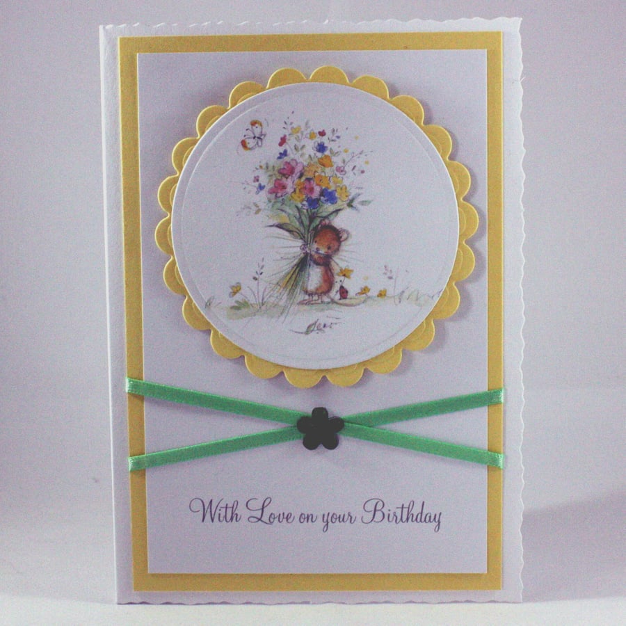 Handmade birthday card - mouse bouquet