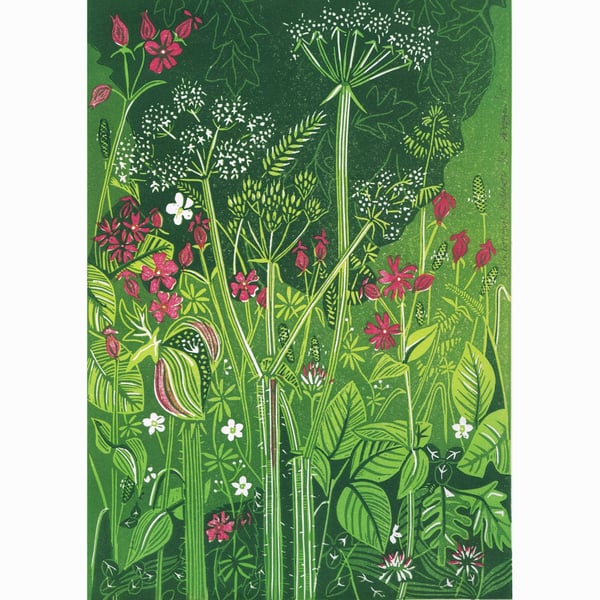 Flamborough Hedgerow - LINO PRINT VERGE FLOWER CAMPION