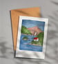 Lake Cabin, A6 giclée greetings card with recycled brown envelope - Image 2