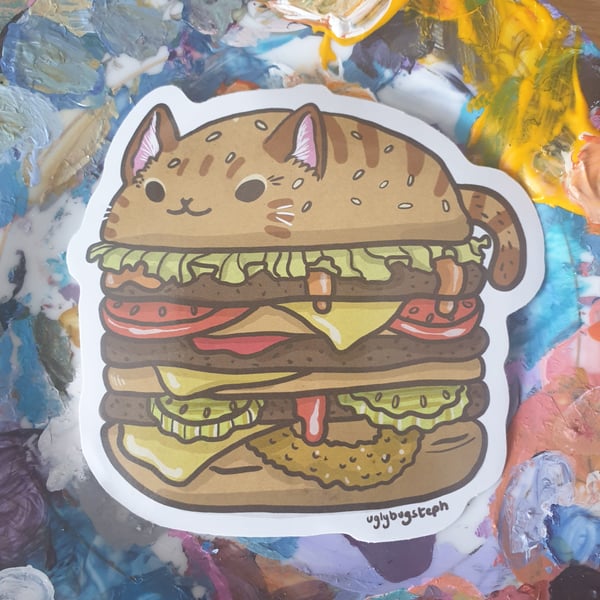 Cat burger Vinyl Sticker