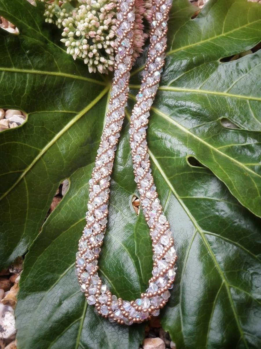 Beadwork crystal rope necklace 