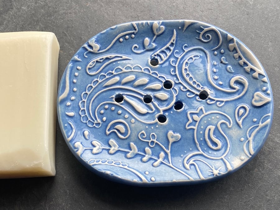 Handmade Ceramic Paisley Soapdish