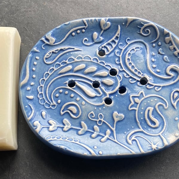 Handmade Ceramic Paisley Soapdish