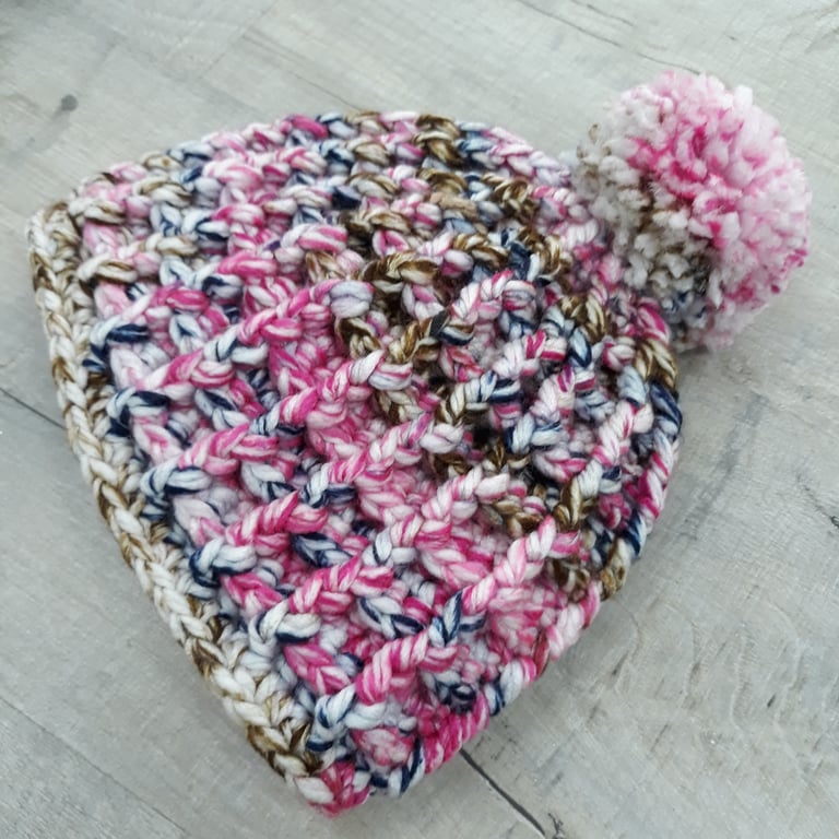 Child's colourful crochet chunky hat