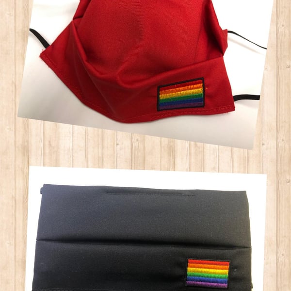 LGBT Flag. Gay Pride Embroidered Logo Face Masks. Superior Quality. 
