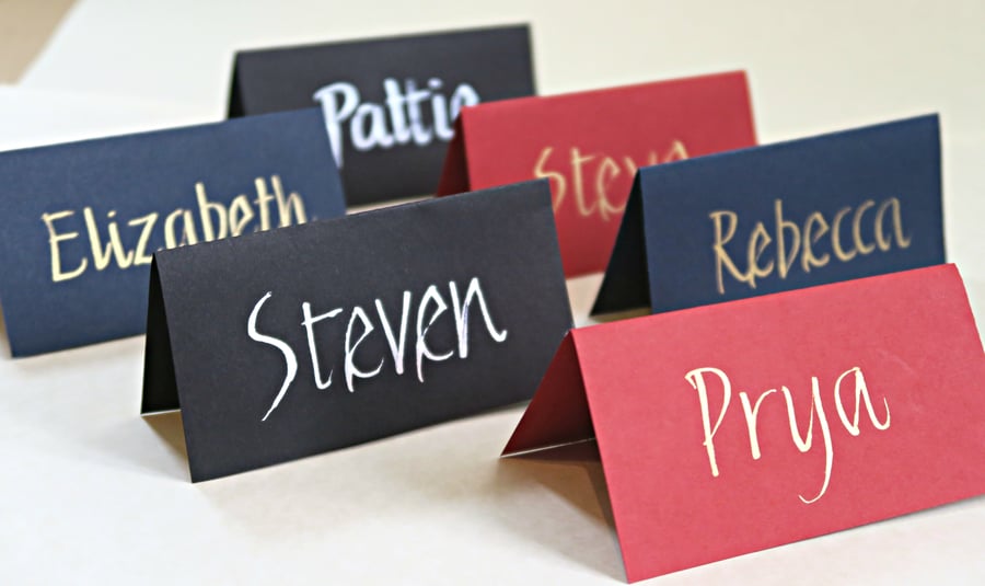 Handwritten place cards, white or metallic ink,original calligraphy,personalised