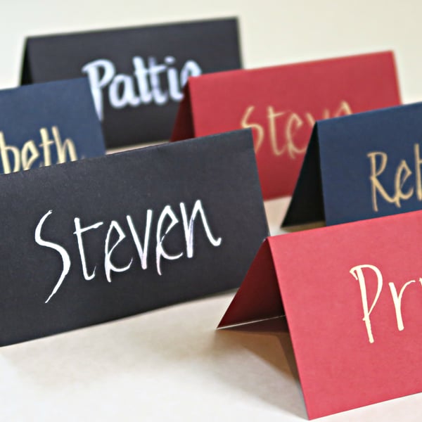 Handwritten place cards, white or metallic ink,... - Folksy