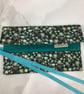 Floral fabric brush roll, Flowers pencil wrap, Tool wrap,  Handmade - Image 8