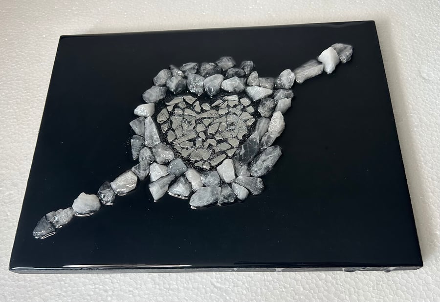 Heart themed wall art in black and white