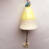 pottery tree decoration ceramic Christmas bell & small bluetit and heart or star