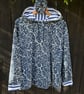 Blue and white tree patterned handmade hoodie Size 12 (with matching scrunchie)