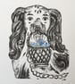 Ink drawing of Staffordshire dog figure - Image 2