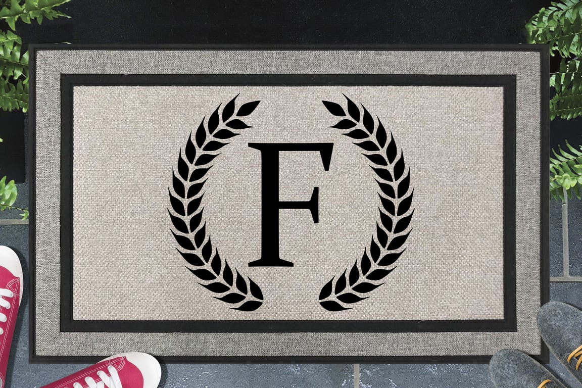 F Letter Door Mat - Monogram Letter F - All Weather Doormat - 45x70cm 