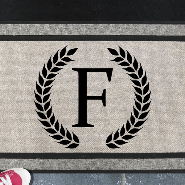 F Letter Door Mat - Monogram Letter F - All Weather Doormat - 45x70cm 