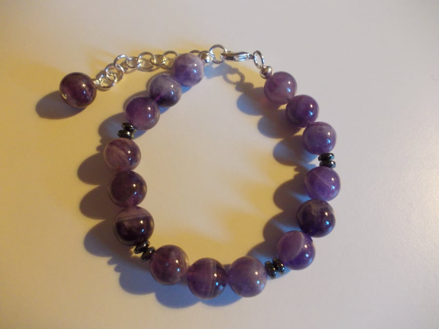 Amethyst and haematite bracelet