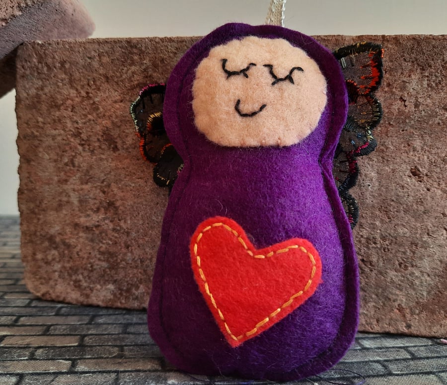 seconds Sunday Purple Angel Lavender Bag - Heart Embellishment