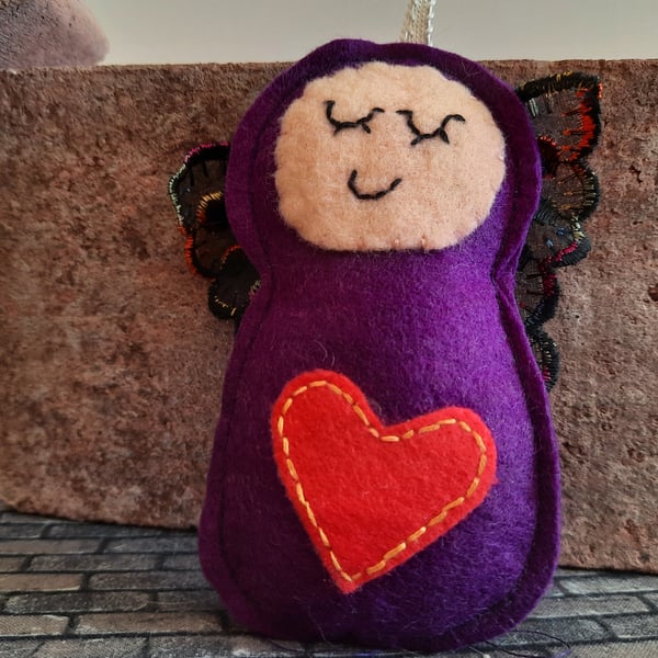 seconds Sunday Purple Angel Lavender Bag - Heart Embellishment