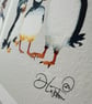 Watercolour Print 'The Groovy Bill Birds' - Signed - Image 2