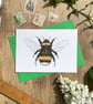 Bumblebee Illustrated Blank Greeting Card