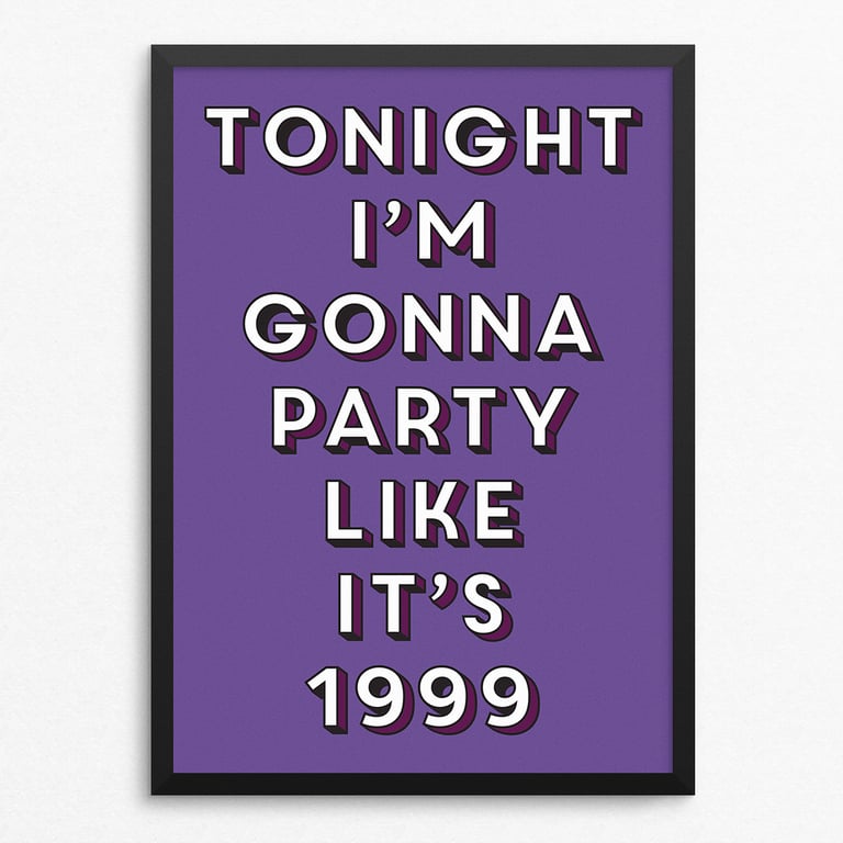 1999 Lyric Poster Print - Retro Typography Wall Art
