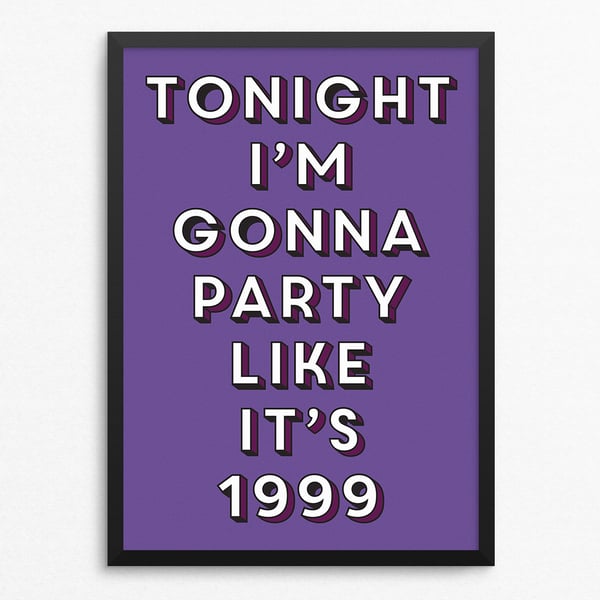 1999 Lyric Poster Print - Retro Typography Wall Art