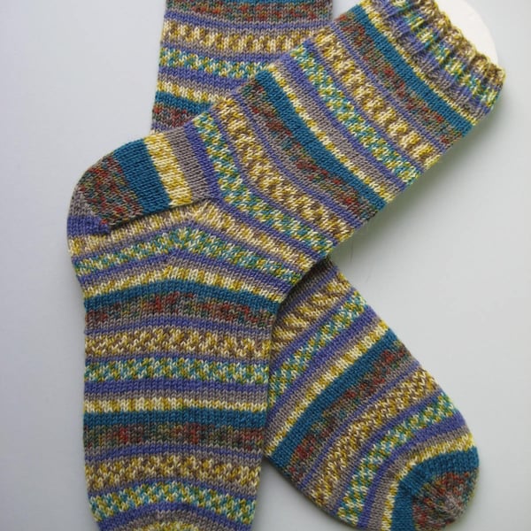 hand knit mens wool socks UK 9-11