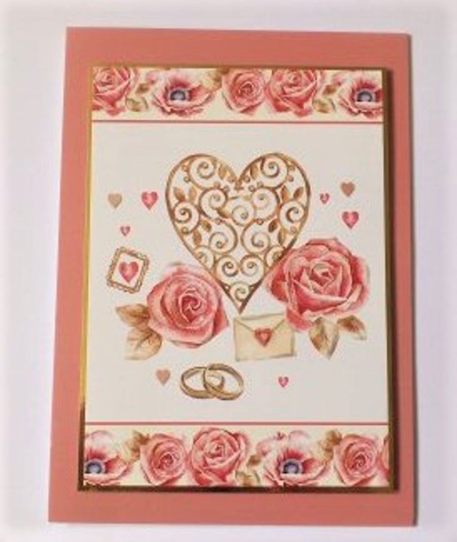 Wedding Card - Vintage Rose