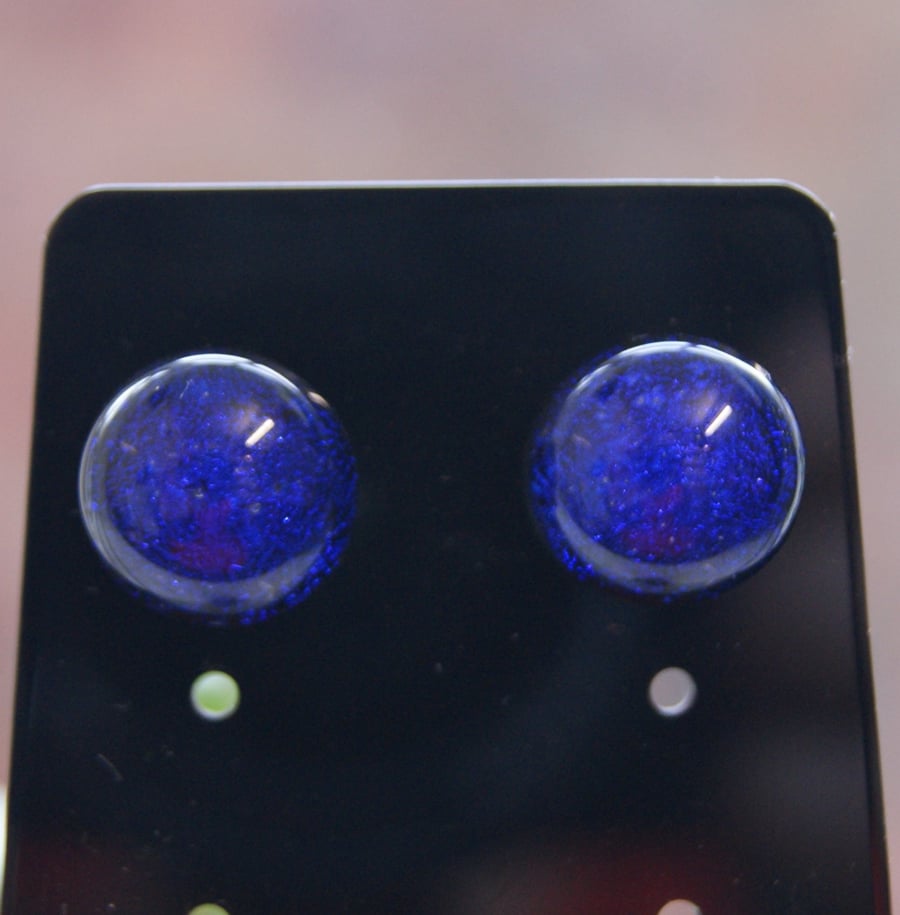 Fused Dichroic Glass stud Earrings with Sterling Silver findings
