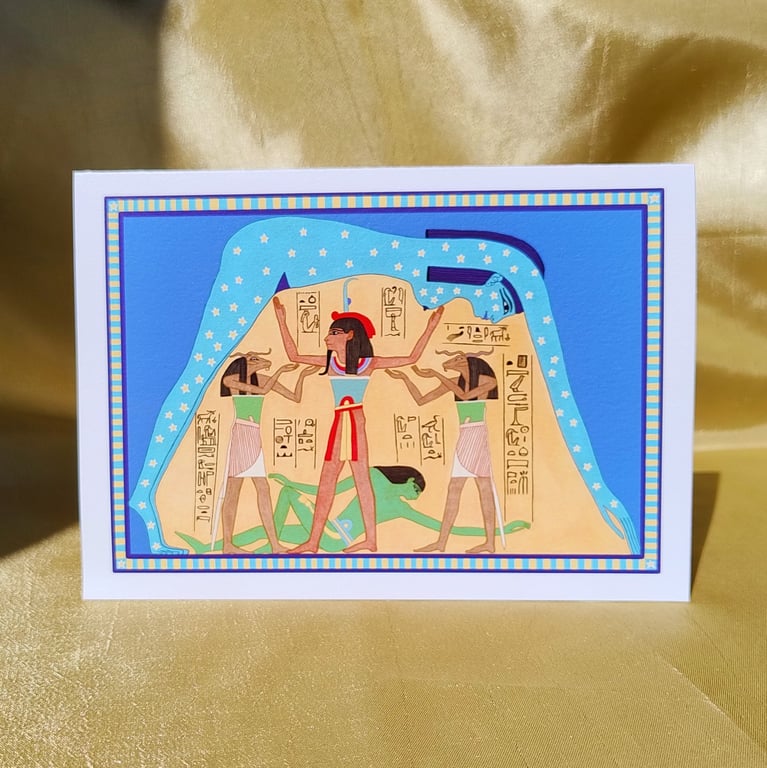 Ancient Egyptian Greetings Card - Sky Goddess Nut Earth God Geb Air God Shu