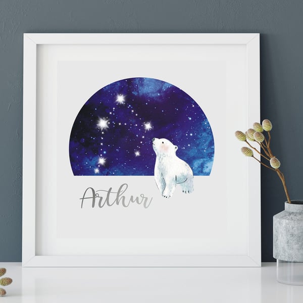 Personalised Star Sign Framed Watercolour Print - Ideal New Baby Gift