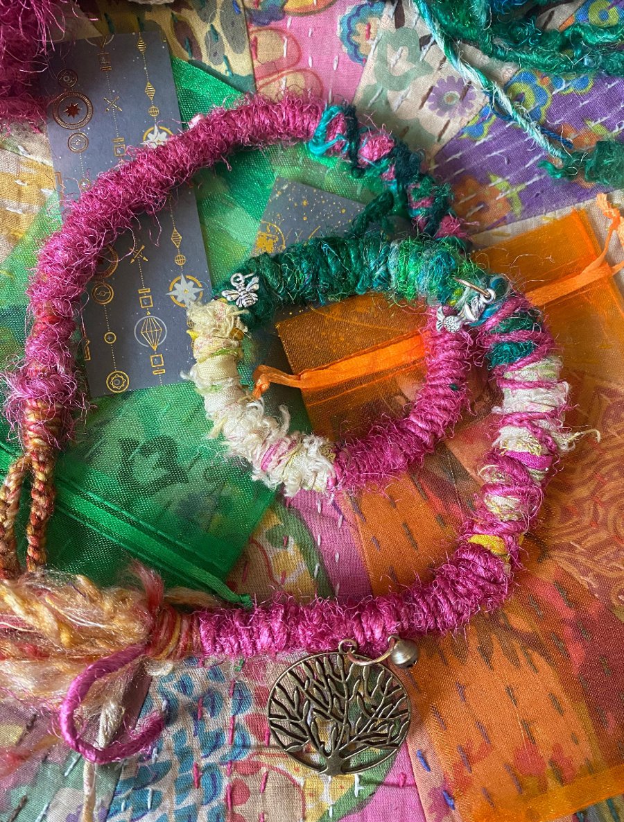 Tree of life Hair wrap, single ended dreadlock extension 25 inches long