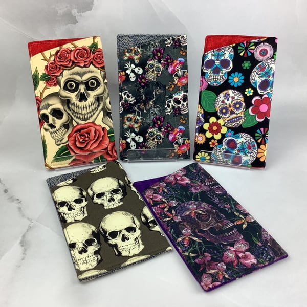 Skulls handmade phone case, Gothic sunglasses case, Options