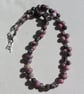 Pink & Black Rhodonite Gemstone Statement Chakra Necklace "Sultry Rose" - Image 4