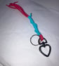 Blue Pink Suede Keyring Bag Charm with Heart Shaped Carabiner - FREE SHIPPING - Image 2