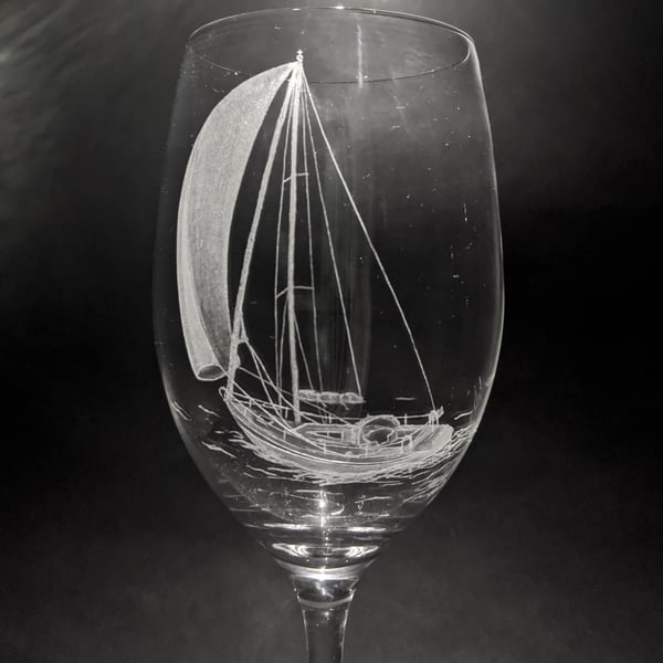 Sailing Glass - Yacht Wine Glasses - Hand Engraved - Sailing Gift - Boat Gifts