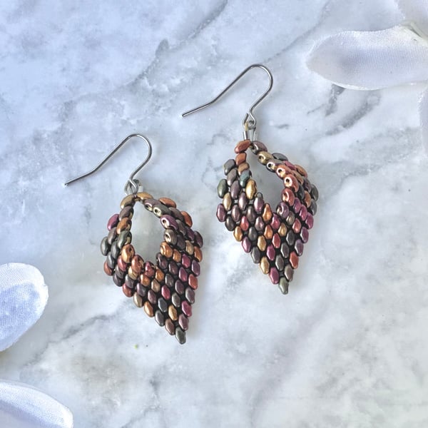 Leaf Drop Earrings - Crystal Rainbow
