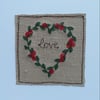  Red Love Heart Embroidered Wreath Card