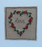 Red Love Heart Embroidered Wreath Card