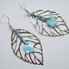 Large Leaf and Flower Bead Earrings