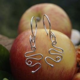 Unusual Handmade Silver Snake earrings