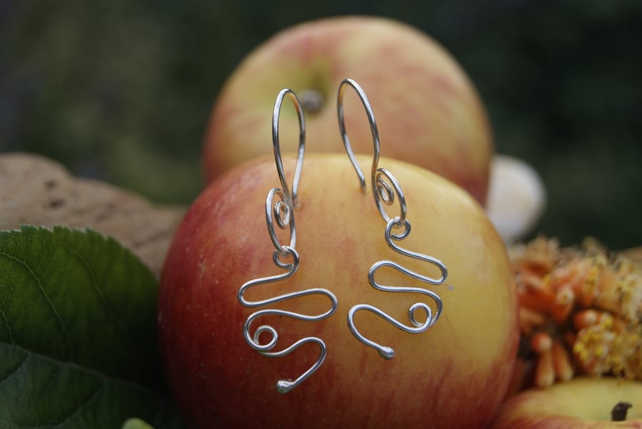 Unusual Handmade Silver Snake earrings