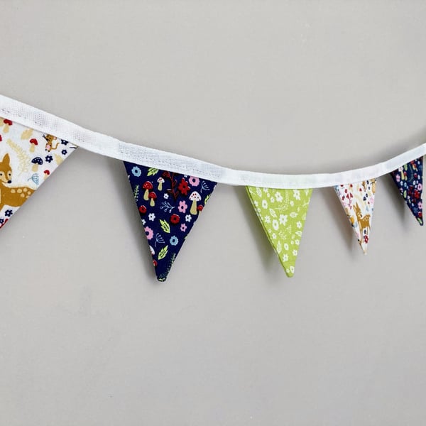 Woodland animals double sided cotton fabric mini bunting.
