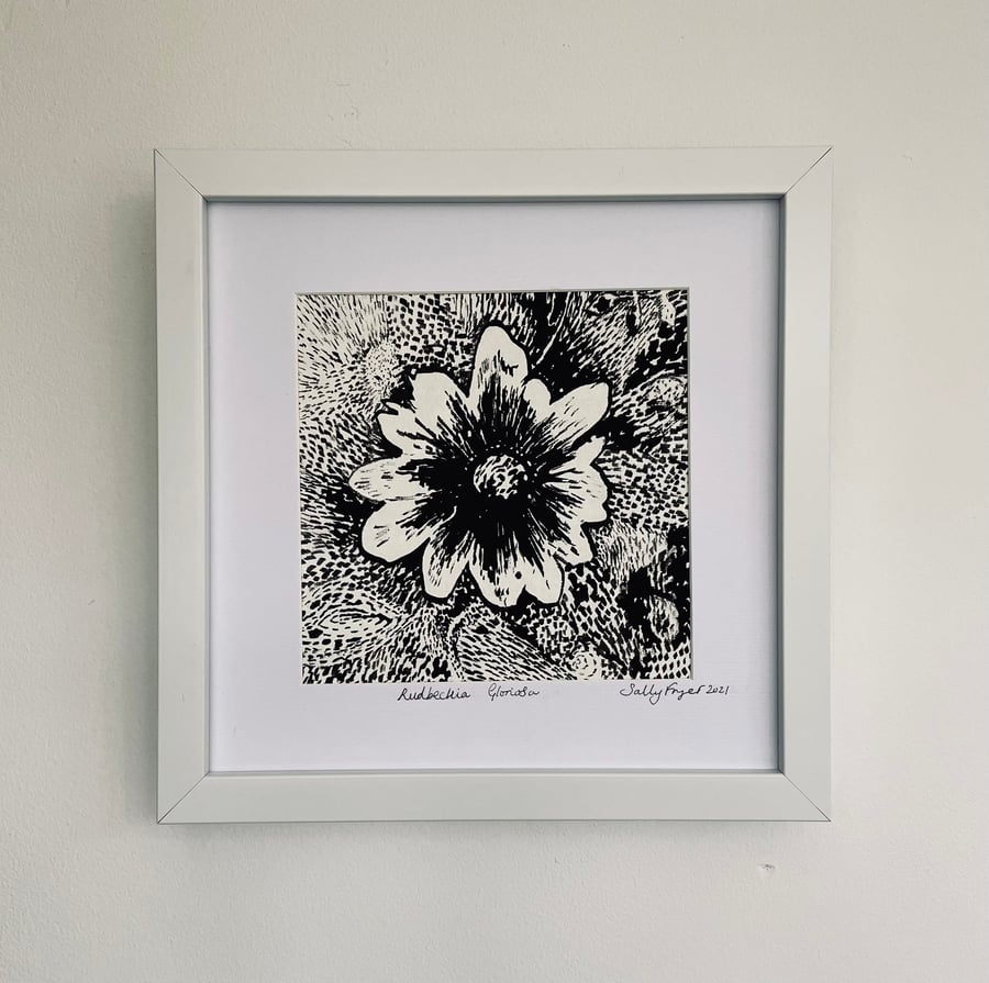 India ink drawing of Achillea Framed